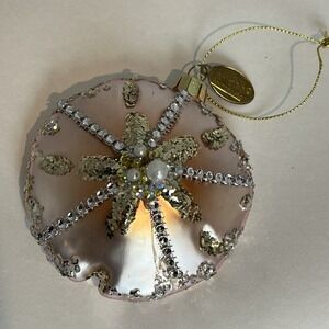 Katherine's Collection Beaded Sand Dollar Glass Christmas Ornament Pink Beaded
